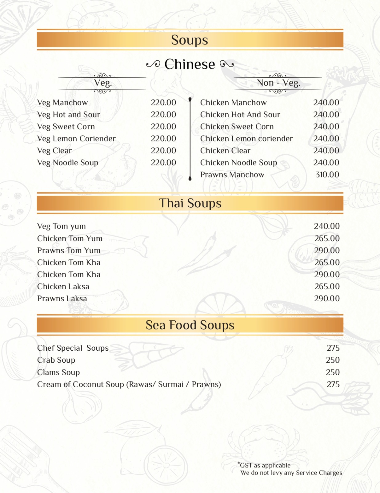 Dining menu