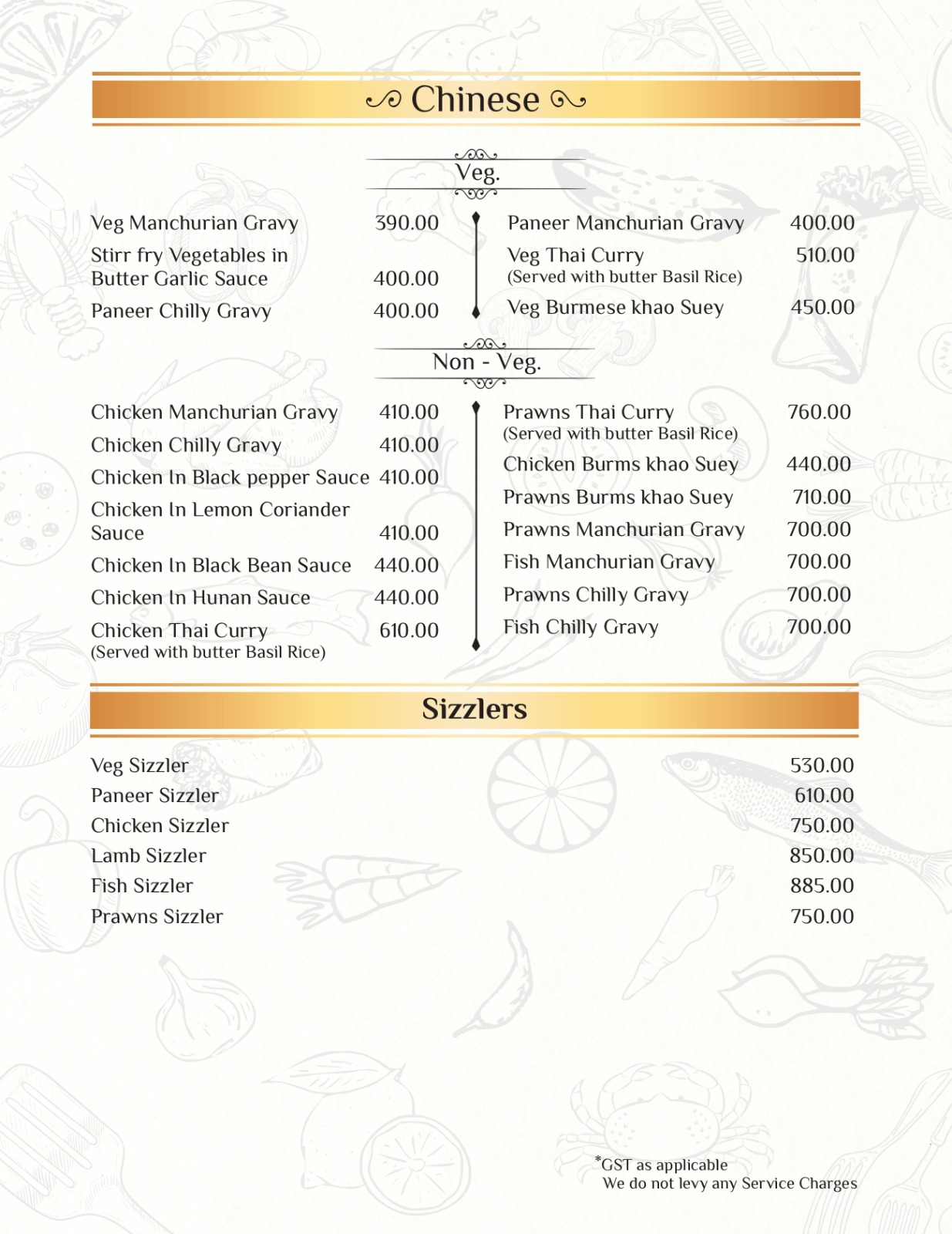 Dining menu